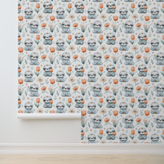 Cosy Sloth Garden Wallpaper — Whimsical Nature