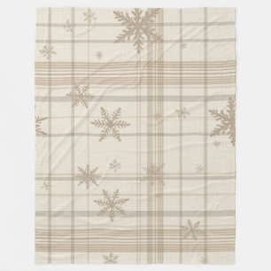 Cosy Snowflake Gingham Plaid Blanket –Warm Neutral