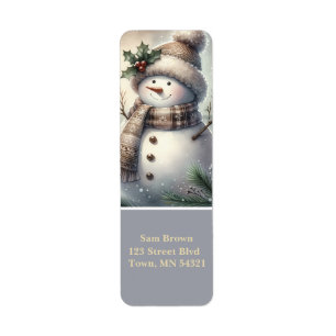 Cosy Snowman Christmas Custom Return Address Label