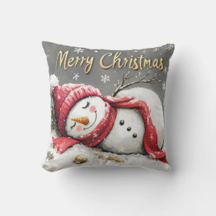 Cosy Snowman "Merry Christmas" Pillow