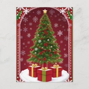 ✨ Cosy Snowy Christmas Tree Winter Night Postcard