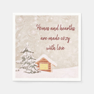Cosy Snowy Country Winter Cabin Napkin