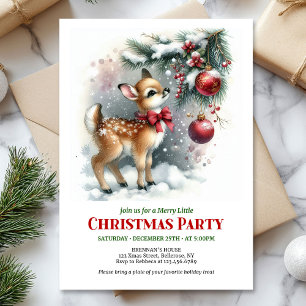 Cosy snowy forest baby deer Christmas invitation