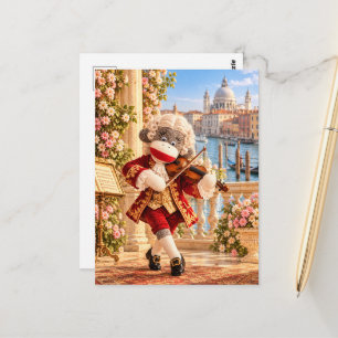 Cosy Sock Monkey Classics — Vivaldi in Venice Postcard