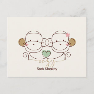 Cosy Sock Monkey Postcard