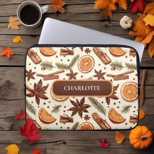 Cosy Spice Pattern – Custom Name Laptop Sleeve