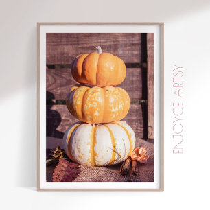 Cosy stack of orange pumpkins photo fall wall art