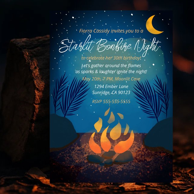 Cosy Starlit Bonfire Birthday Party Invitation (Cozy Starlit Bonfire Birthday Party Invitation
)