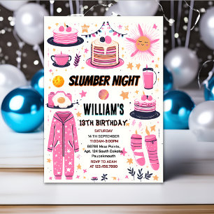 cosy stars Sleepover Slumber Party 13th birthday Invitation