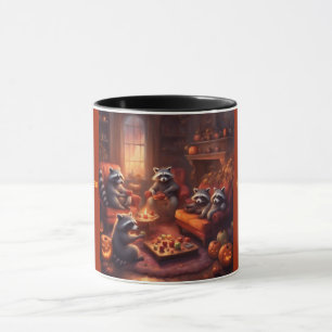 Cosy storybook Halloween with Racoon Family Mug