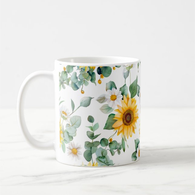 Cosy Summertime Sunflower Yellow Flowers Garden Coffee Mug (Left)