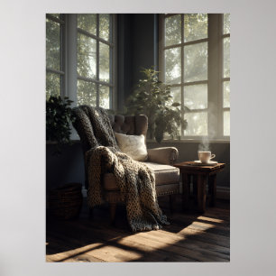 Cosy Sunlit Armchair Nook Poster