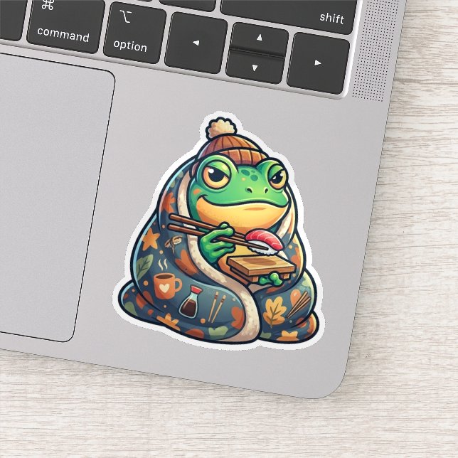 Cosy Sushi Frog Sticker (Detail)