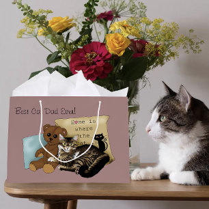 Cosy Tabby Pink Father's Day Large Gift Bag