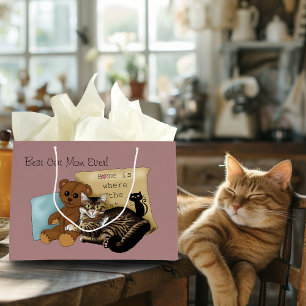 Cosy Tabby Pink Mother's Day Large Gift Bag