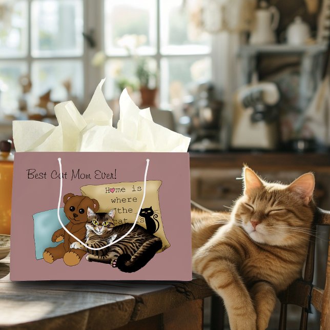 Cosy Tabby Pink Mother's Day Large Gift Bag (Creator Uploaded)