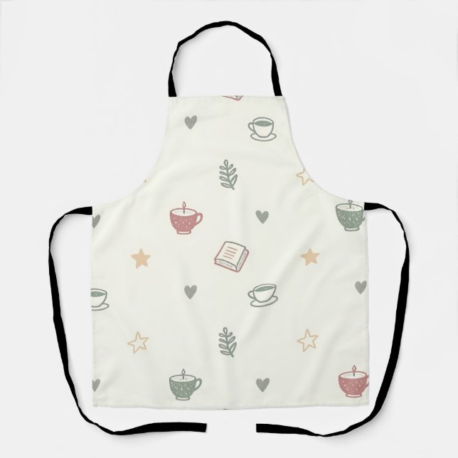 Cosy Tea Books Candle Pattern Soft Apron (Front)