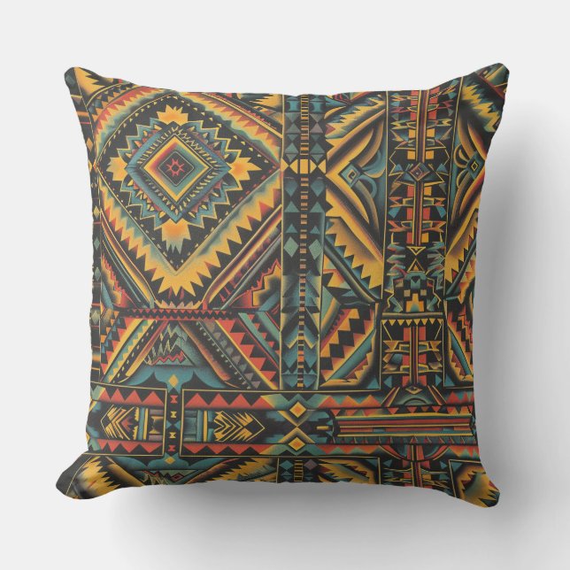 Cosy Teal "Centuries-Old Geometric Elegance" Accen Cushion (Front)