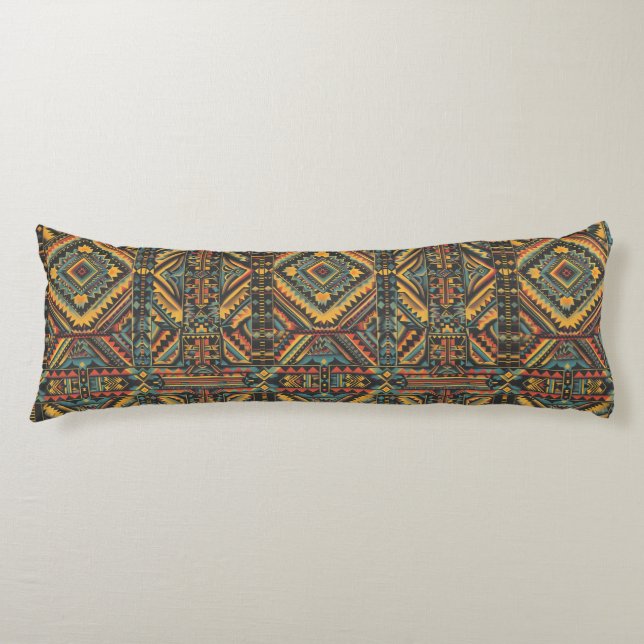 Cosy Teal "Centuries-Old Geometric Elegance" Plush Body Cushion (Front)