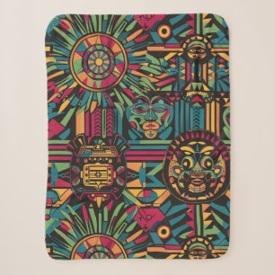 Cosy Teal "Eclipsed Suns and Pyramids Design" Sher Sherpa Blanket