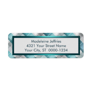 Cosy Teal Tartan Plaid and Ribbon Return Address Label