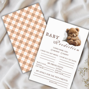 Cosy Teddy Bear Baby Shower Prediction Game Card