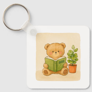Cosy Teddy Bear Reading Book Keychain