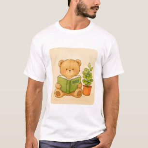Cosy Teddy Bear Reading Book T-Shirt Book Lover