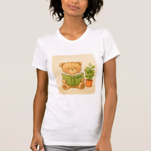 Cosy Teddy Bear Reading Book T-Shirt Book Lover