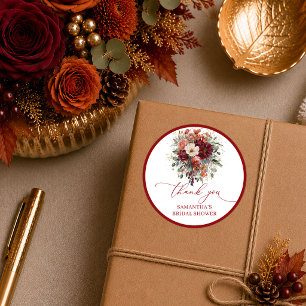 Cosy terracotta floral fall bridal shower sticker