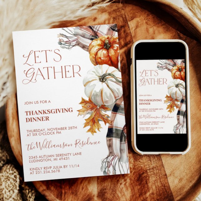 Cosy Thanksgiving Invitation - Let's Gather (Cozy Thanksgiving Invitation - Let's Gather)