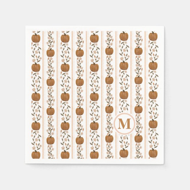 Cosy Thanksgiving Pumpkin Floral Napkin (Front)