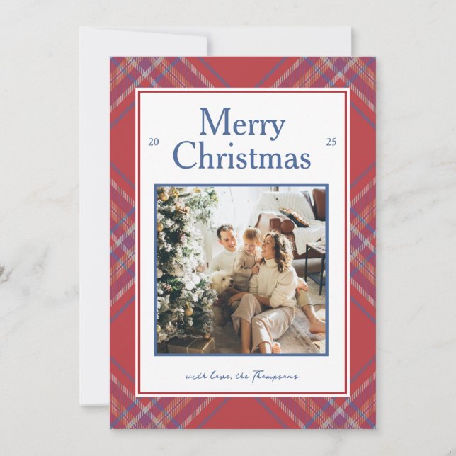 Cosy Traditional Plaid Tartan Holiday Card  (Front)
