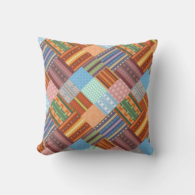Cosy tribal patchwork pattern  cushion (Front)