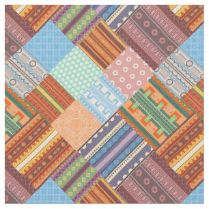 Cosy tribal patchwork pattern fabric