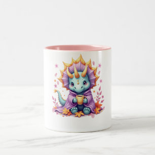 Cosy Triceratops Mug - Dinosaur in Blanket Sipping