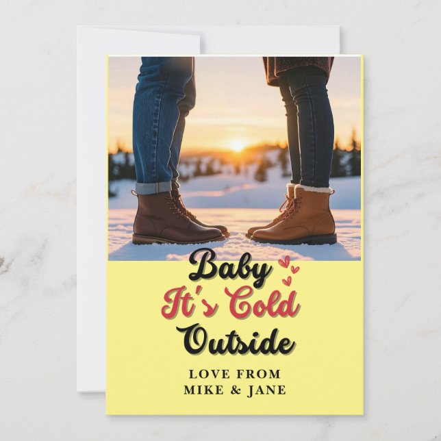 Cosy Typography Card - "Baby It's Cold Outside" (Front)