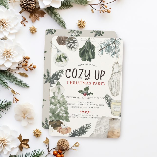 Cosy Up Comfy Holiday Items Christmas Party Invitation (Creator Uploaded)