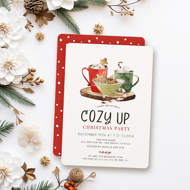 Cosy Up Cookies & Cocoa Christmas Holiday Party Invitation (Creator Uploaded)