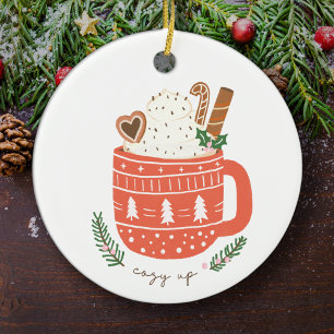 Cosy Up Hot Cocoa Mug Christmas Holiday Ceramic Ornament