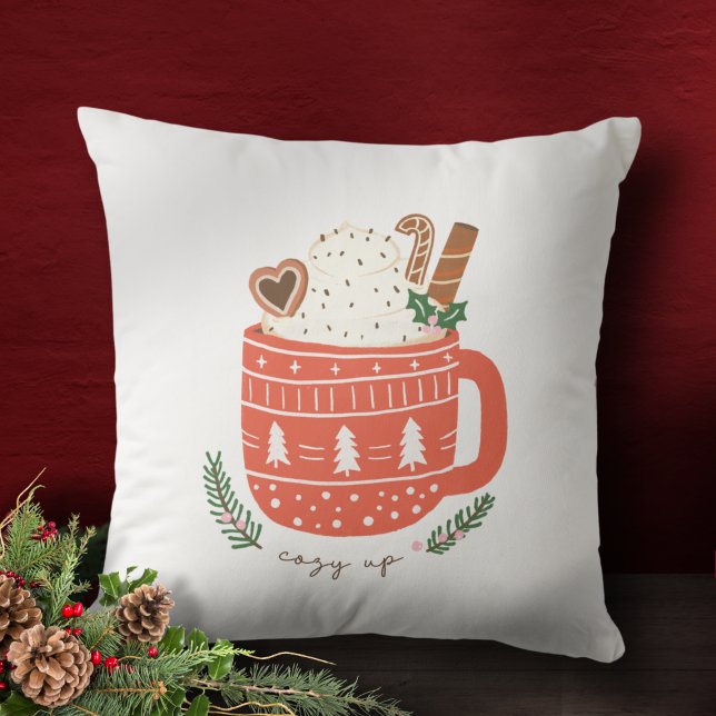 Cosy Up Hot Cocoa Mug Christmas Holiday Cushion (Creator Uploaded)