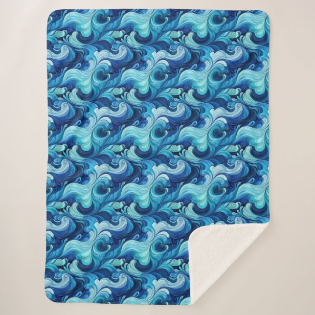 Cosy Up In An Elegant Asian Blue Sherpa Blanket (Front)