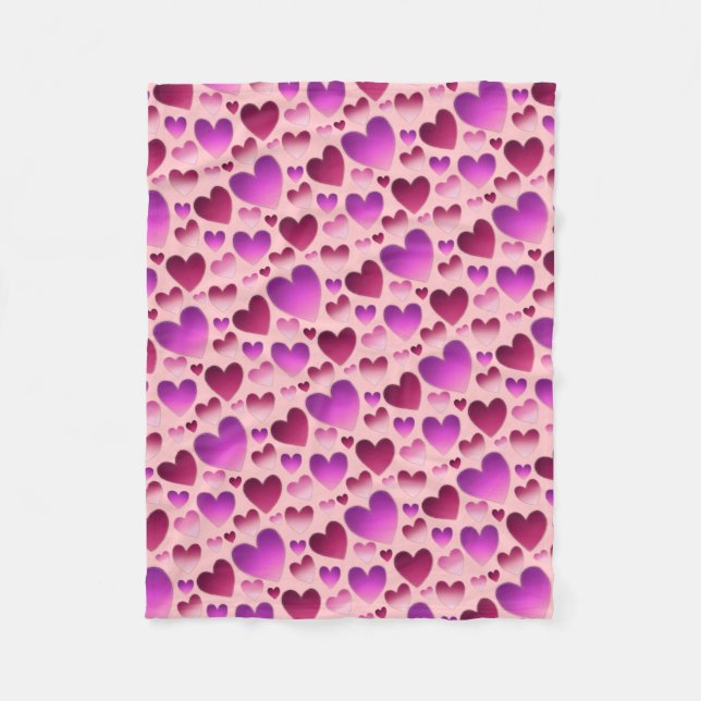 Cosy up under a blush «Meadow of hearts» Fleece Blanket (Front)