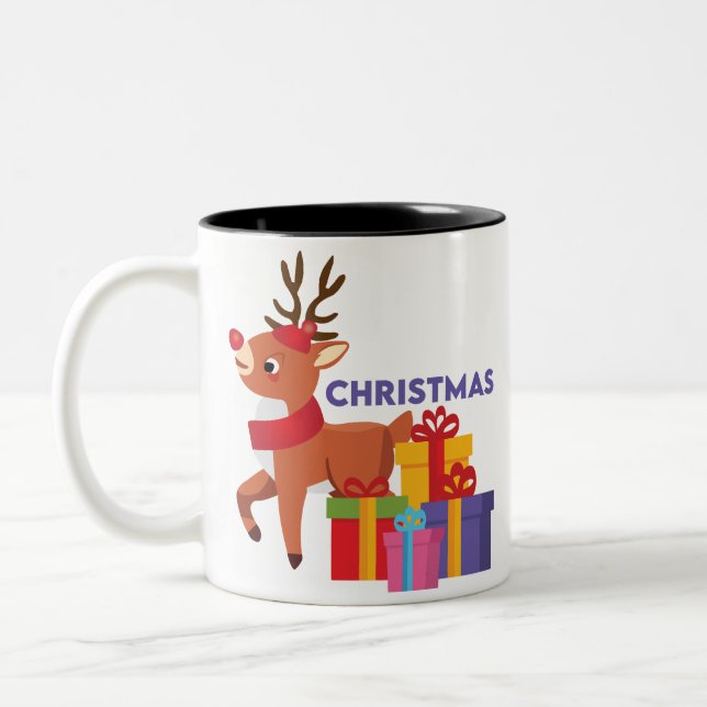 Cosy Up with Christmas Joy Two-Tone Coffee Mug (Left)
