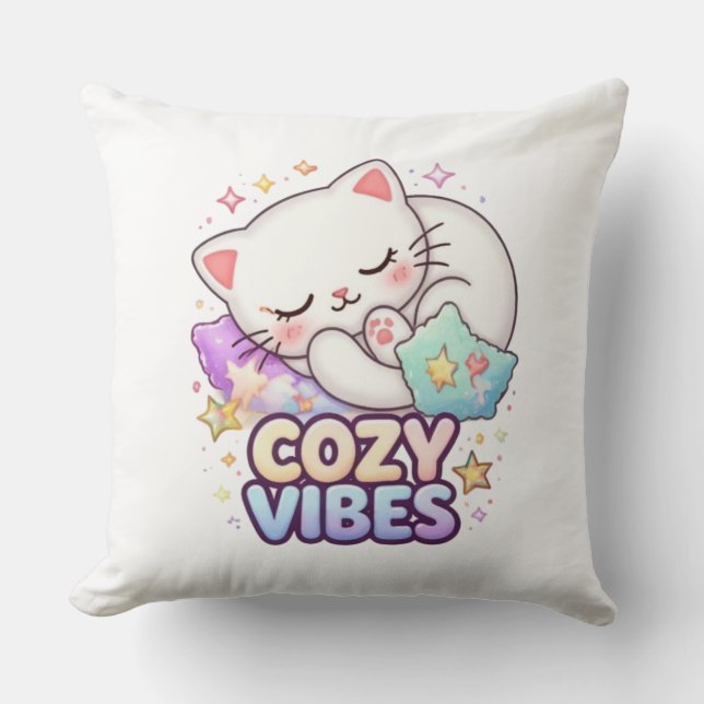 Cosy Vibe Cat Sticker | Cute Sleeping Cat  Cushion (Front)
