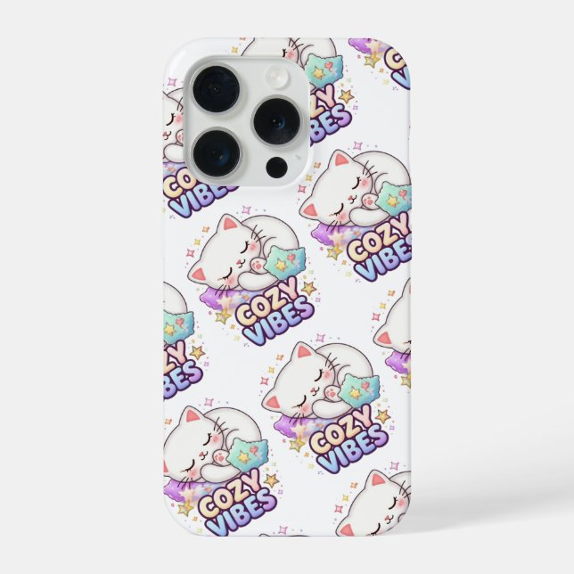 Cosy Vibe Cat Sticker | Cute Sleeping Cat  iPhone Case (Back)