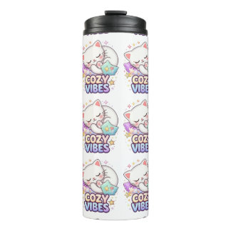 Cosy Vibe Cat Sticker | Cute Sleeping Cat  Thermal Tumbler