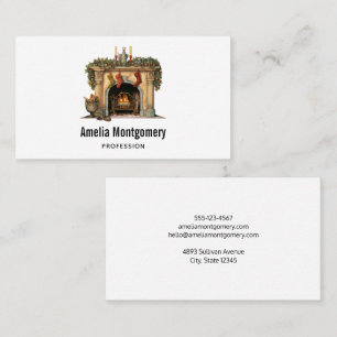Cosy Victorian Fireplace Christmas Business Card
