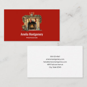 Cosy Victorian Fireplace Christmas Business Card