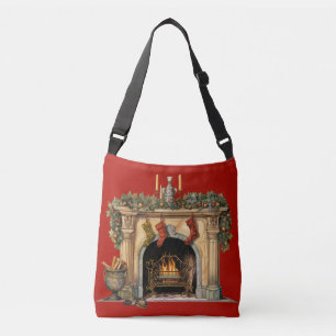 Cosy Victorian Fireplace Christmas Crossbody Bag